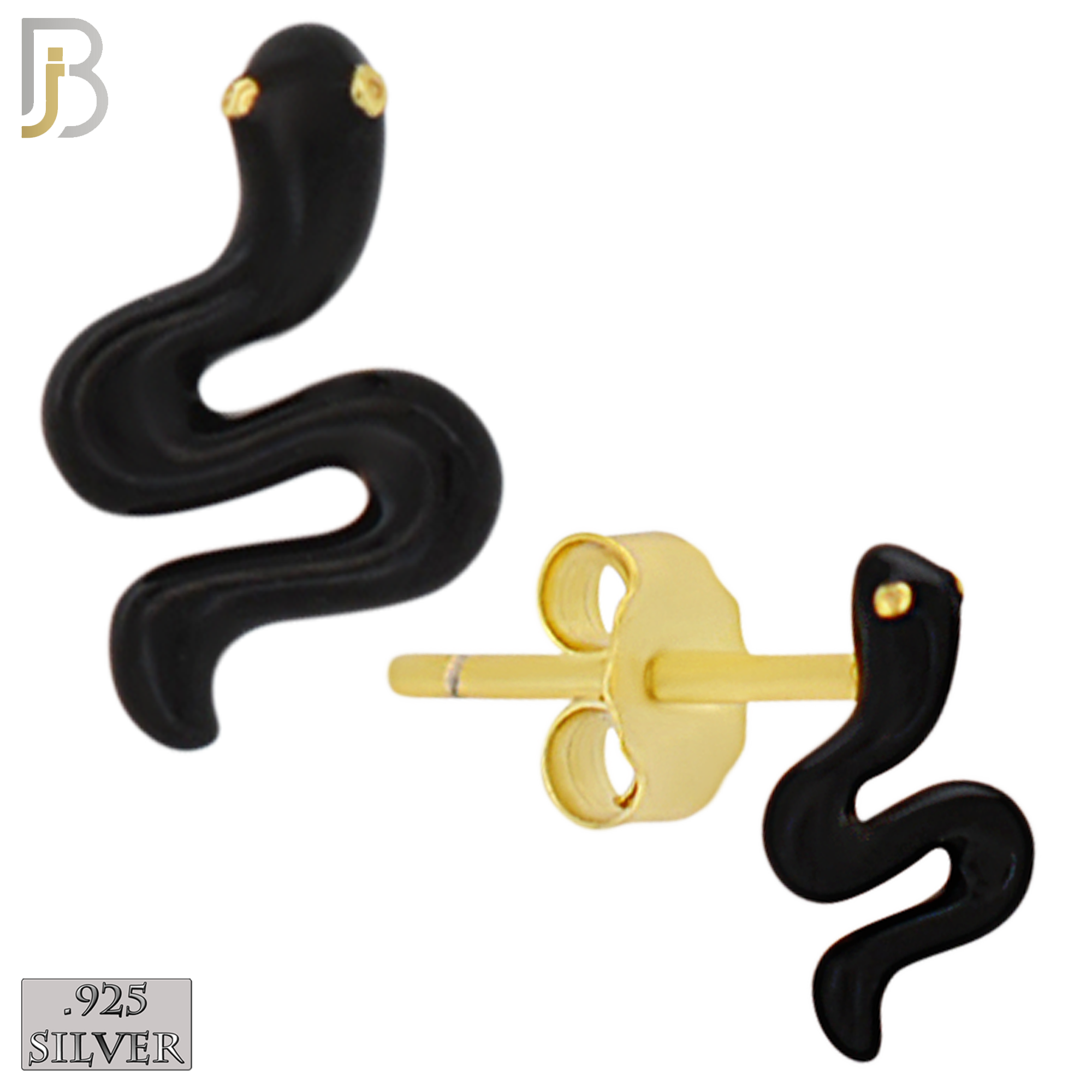 925-ES476 - 925 Sterling Silver Enamel Coated Snake Push Back Stud Earring image 5
