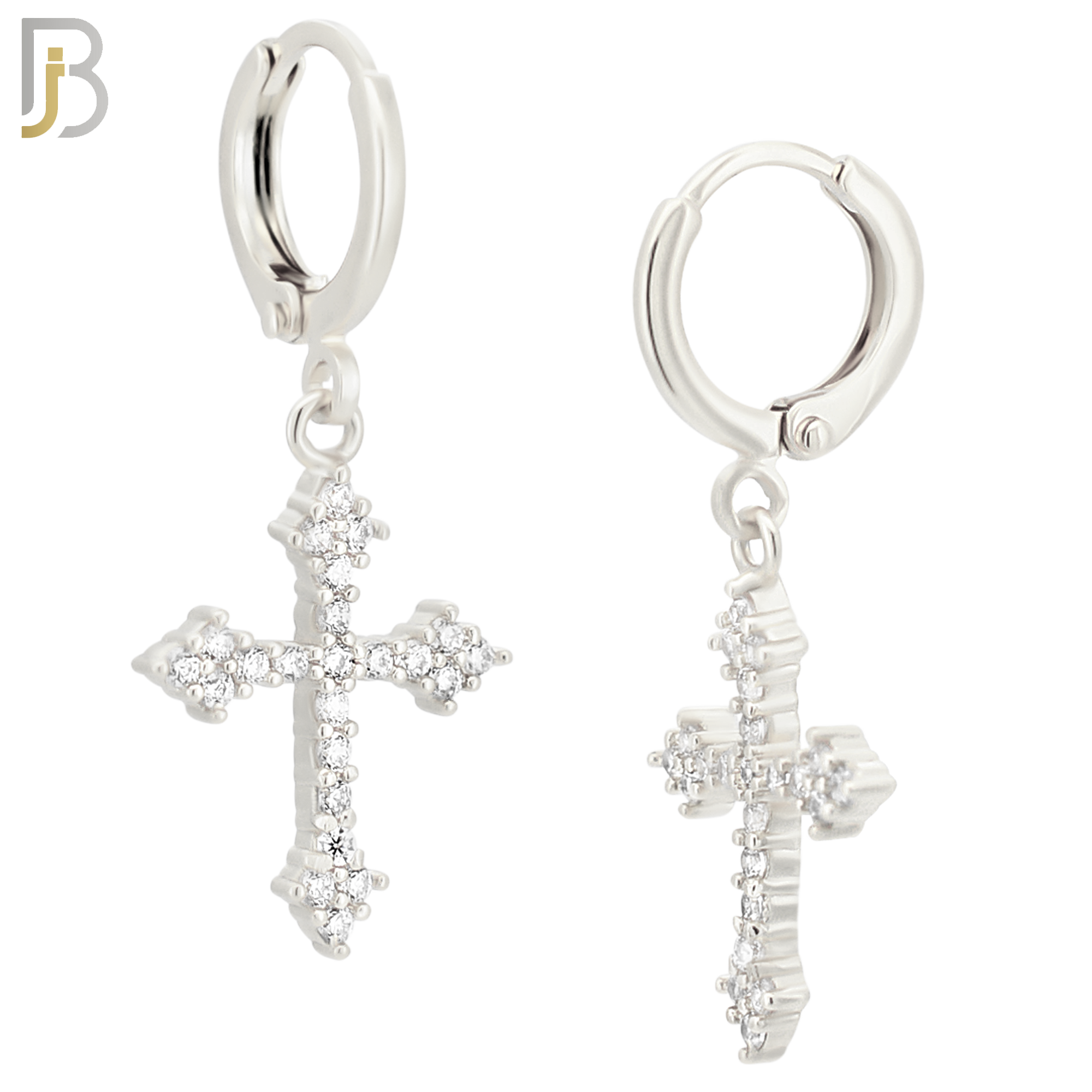 ES51 - 316L Stainless Steel Dangling Cross Zircon Design Huggies Clip On image 1
