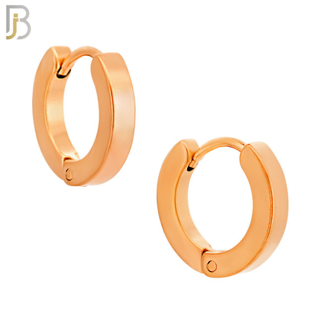 ES85R - 316L Stainless Steel Rose Gold Plated Plain Design Huggies Clip On image 2