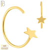 14-CT42 - 14k Solid Gold Plain Star Halfmoon Hoops Piercing image 0