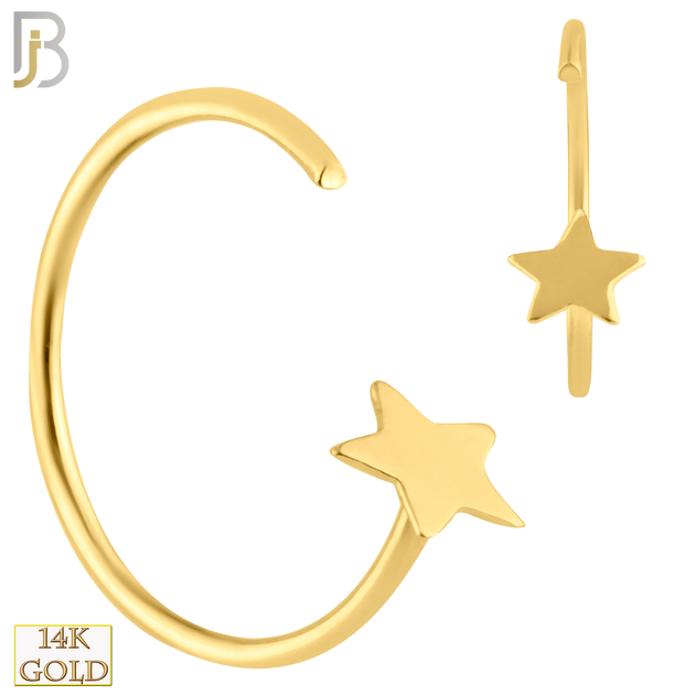 14-CT42 - 14k Solid Gold Plain Star Halfmoon Hoops Piercing image 0