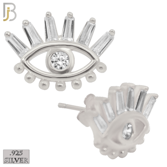 925-ES244 – .925 Sterling Silver Eyes Earring Stud with Zircon for Long Eyelashes and Eyeball image 1