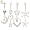 PK-N002 - 316L Surgical Steel Different Designs Dangle Belly Rings - Pack of 16 image 1