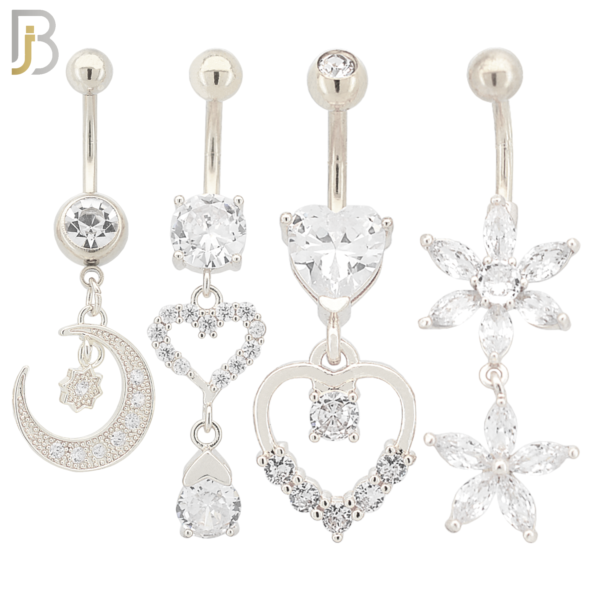PK-N002 - 316L Surgical Steel Different Designs Dangle Belly Rings - Pack of 16 image 1