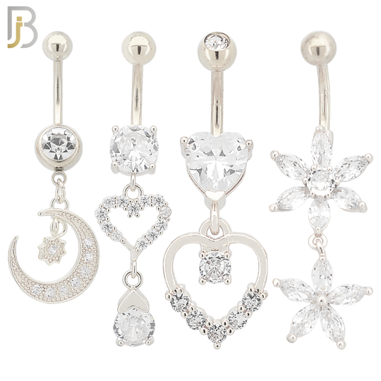 PK-N002 - 316L Surgical Steel Different Designs Dangle Belly Rings - Pack of 16 image 1