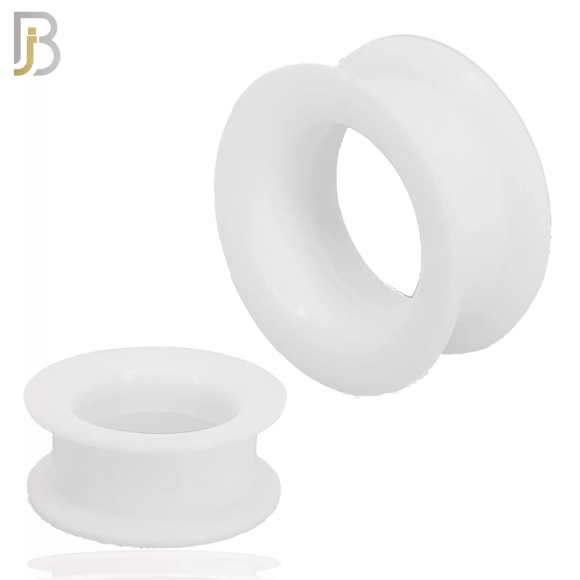 PS07W -  White Color Hard Silicone Double Flare Plugs Pair image 0