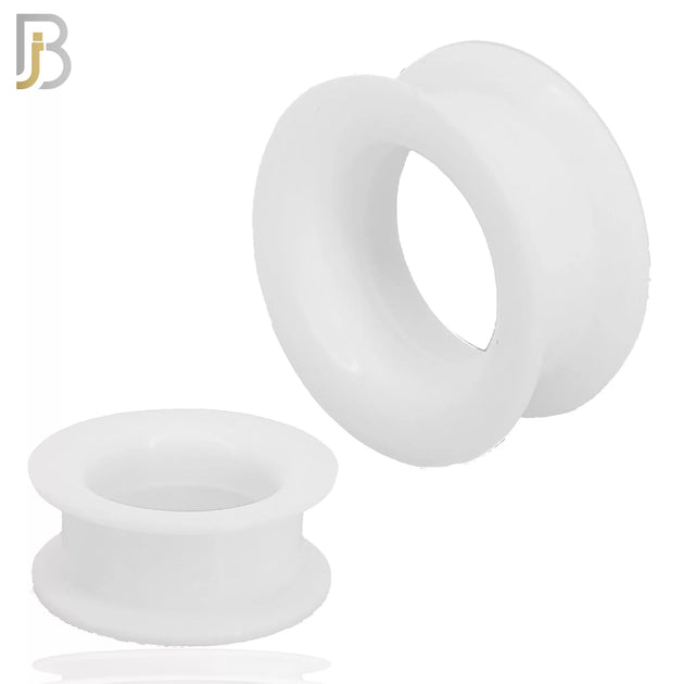 PS07W -  White Color Hard Silicone Double Flare Plugs Pair image 0