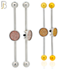 BB76 - 316L Surgical Steel Gold Sandpaper Medallion Industrial Barbell (PACK OF 4) image 0