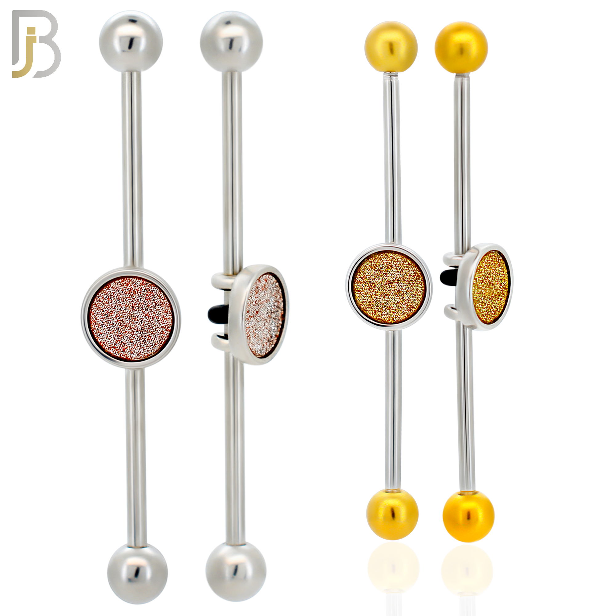 BB76 - 316L Surgical Steel Gold Sandpaper Medallion Industrial Barbell (PACK OF 4) image 0