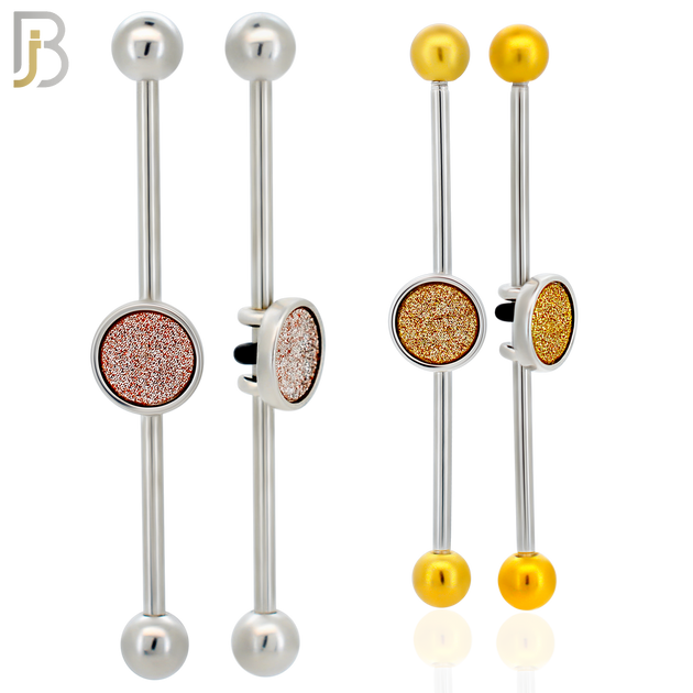 BB76 - 316L Surgical Steel Gold Sandpaper Medallion Industrial Barbell (PACK OF 4) image 0