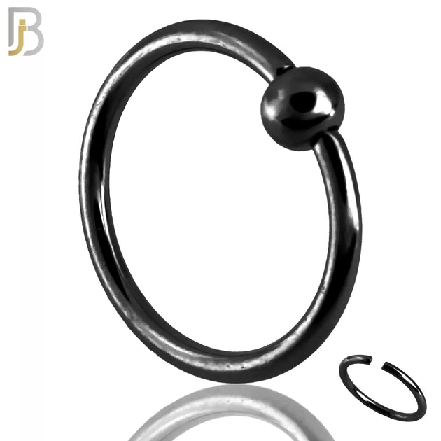 CT01K - 316L Surgical Steel Black Plated Plain Captive Hoops 3mm Beads image 0