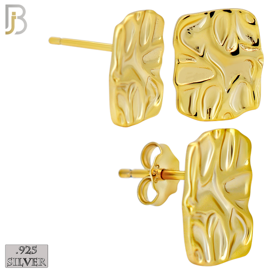 925-ES518 - 925 Sterling Silver Flat (Thin) Rectangle Nugget Push Back Earrings - 9x12mm image