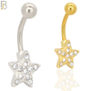 NB18 - 316L Stainless Steel Star Zircon  Banana Belly Navel Ring image 0