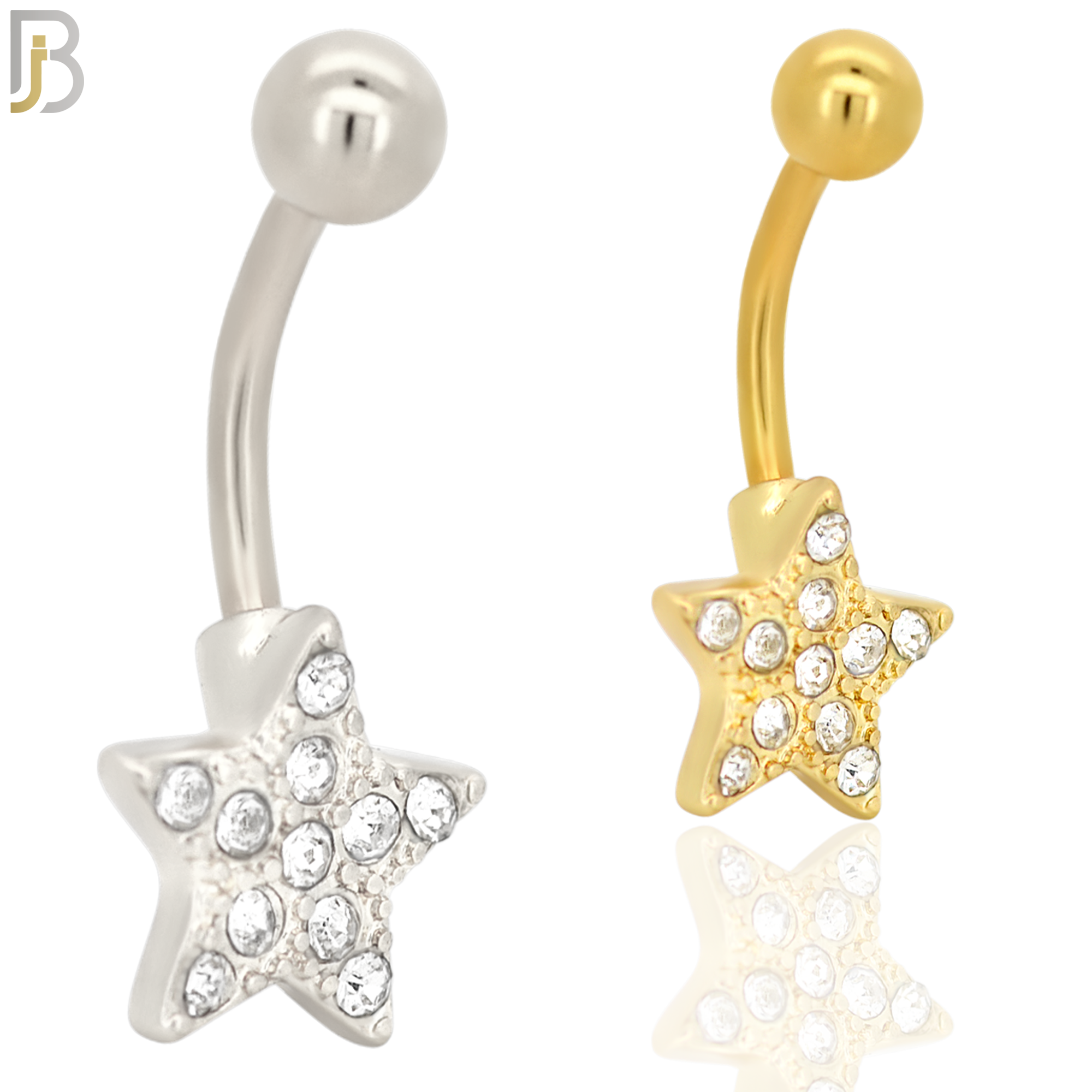 NB18 - 316L Stainless Steel Star Zircon  Banana Belly Navel Ring image 0