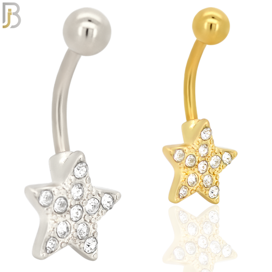 NB18 - 316L Stainless Steel Star Zircon  Banana Belly Navel Ring image 0