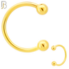 HS01G - 316L Surgical Steel Gold Plated Horseshoe Plain  Screw Ball External Threaded (PACK OF 6) image