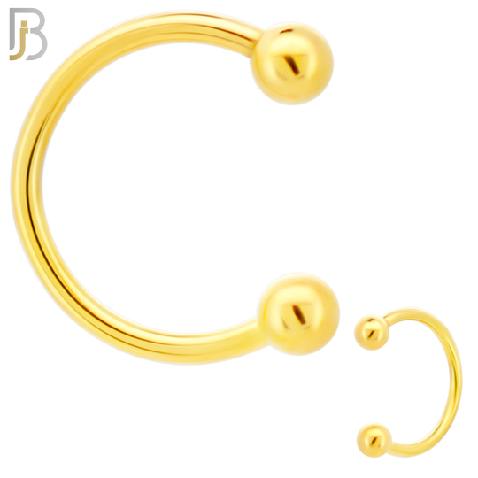 HS01G - 316L Surgical Steel Gold Plated Horseshoe Plain  Screw Ball External Threaded (PACK OF 6) image