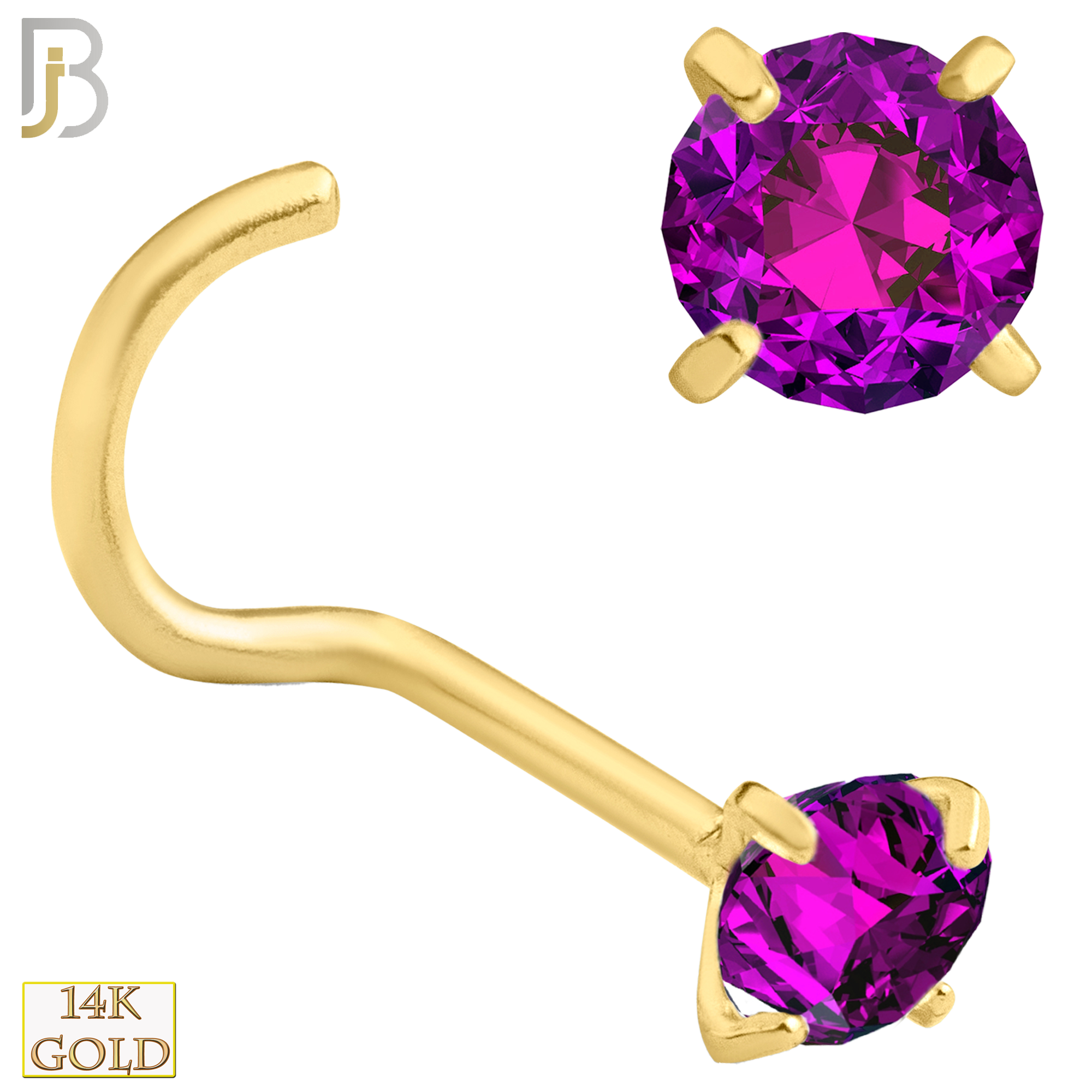 14-NR03YR-20 - 20g-14k Yellow Gold Nose Screw with Ruby in Prong Setting image 6