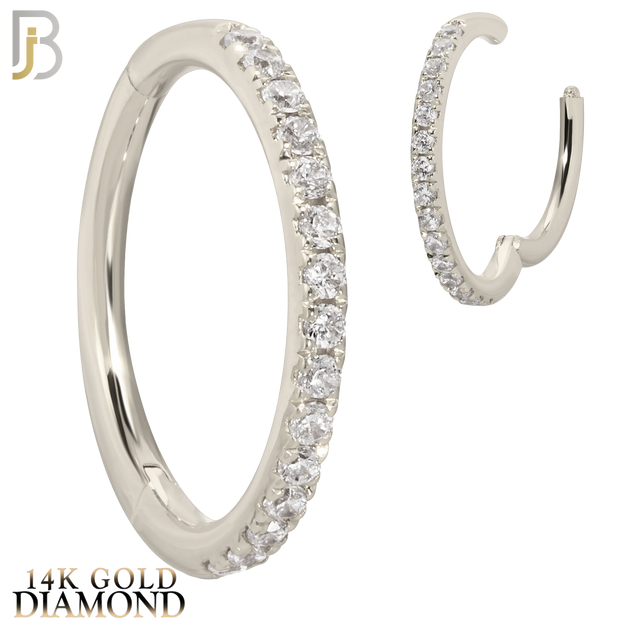 14-CT69D - 14K Solid Gold Hinged Hoops with Natural Diamonds image 1