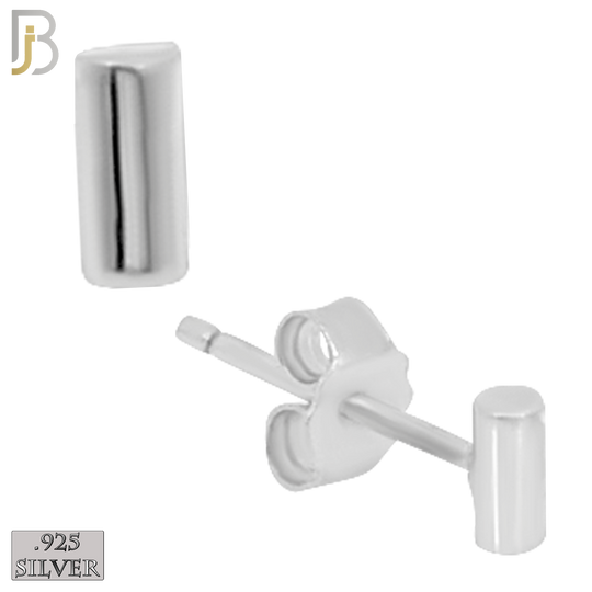 925-ES69 - 925 Sterling Silver Cylinder Shape Design Ear Stud Pair image 1