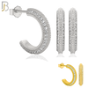 925-ES259 - .925 Sterling Silver Half Hoops with Multi Zircon in the Side Design Earrings Stud image 0