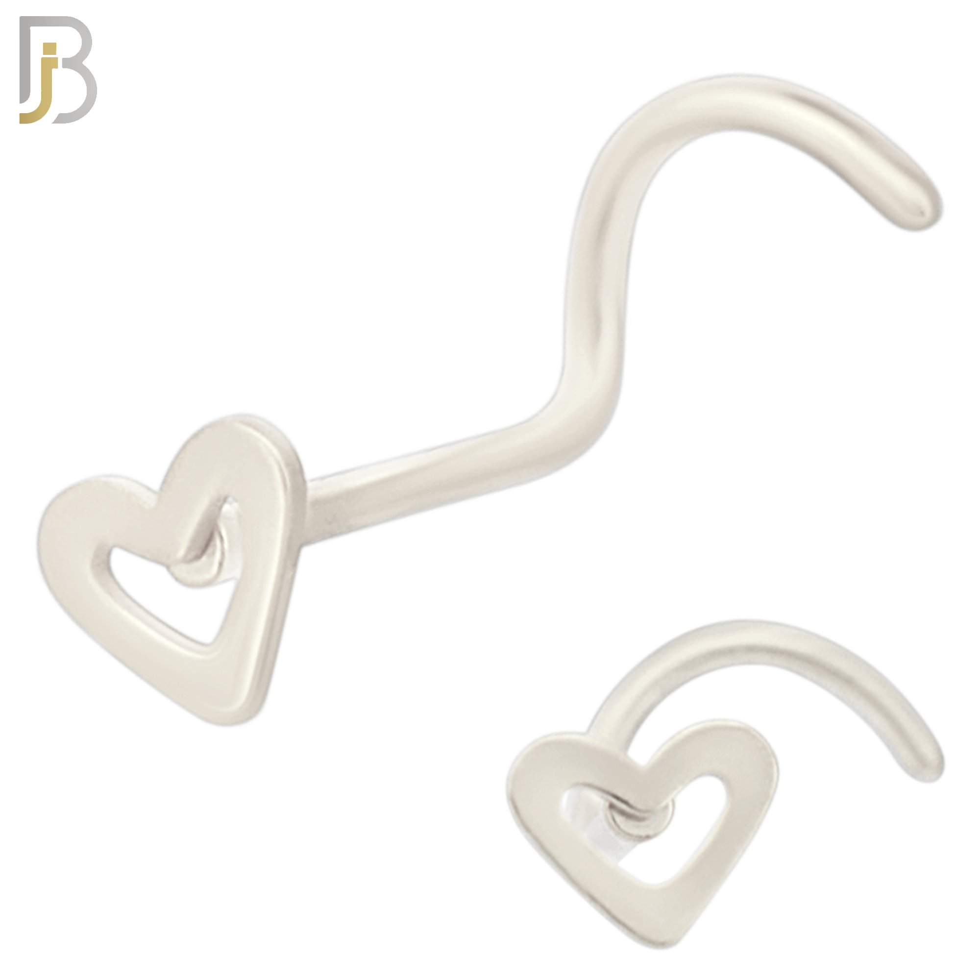 NR37C - 316L Surgical Steel Plain Hollow Heart Design Nose Screw (PACK OF 6) image 1