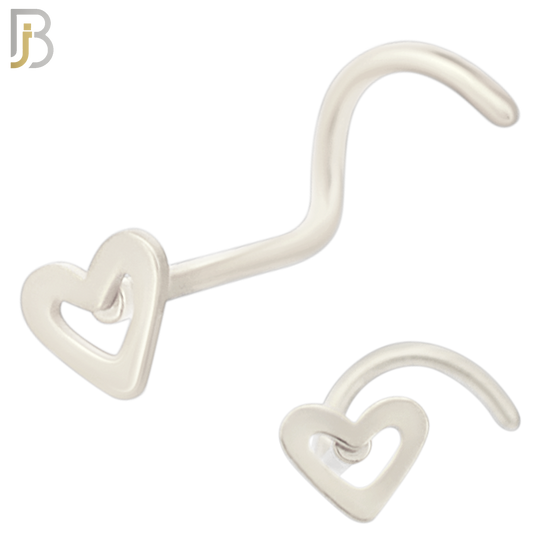 NR37C - 316L Surgical Steel Plain Hollow Heart Design Nose Screw (PACK OF 6) image 1