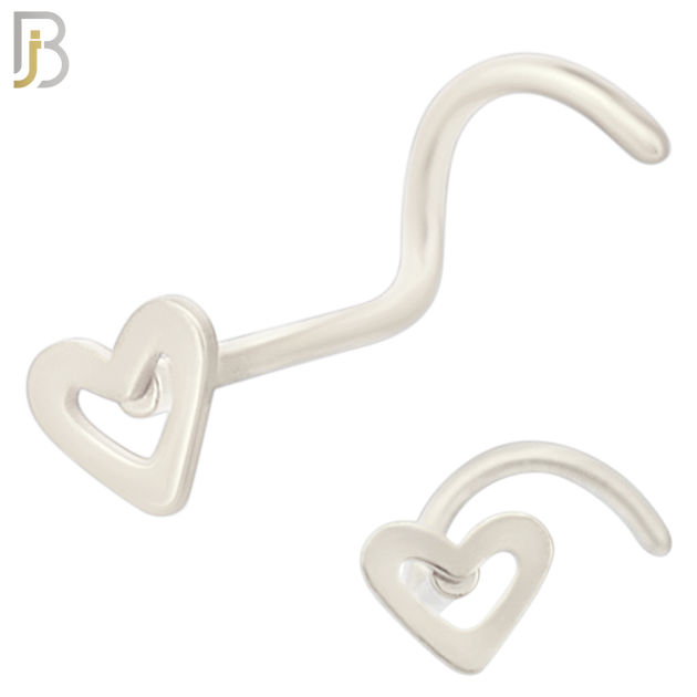 NR37C - 316L Surgical Steel Plain Hollow Heart Design Nose Screw (PACK OF 6) image 1