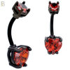 NB06K - 316L Stainless Steel Black Plated Heart Prong Setting Zircon  Banana Belly Navel Ring  (PACK OF 6) image 3