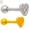 TB64 - 316L Stainless Steel Plain Tiny Waffle Heart Tragus Barbell Cartilage Piercing Screw Ball Externally Threaded (PACK OF 6) image 0