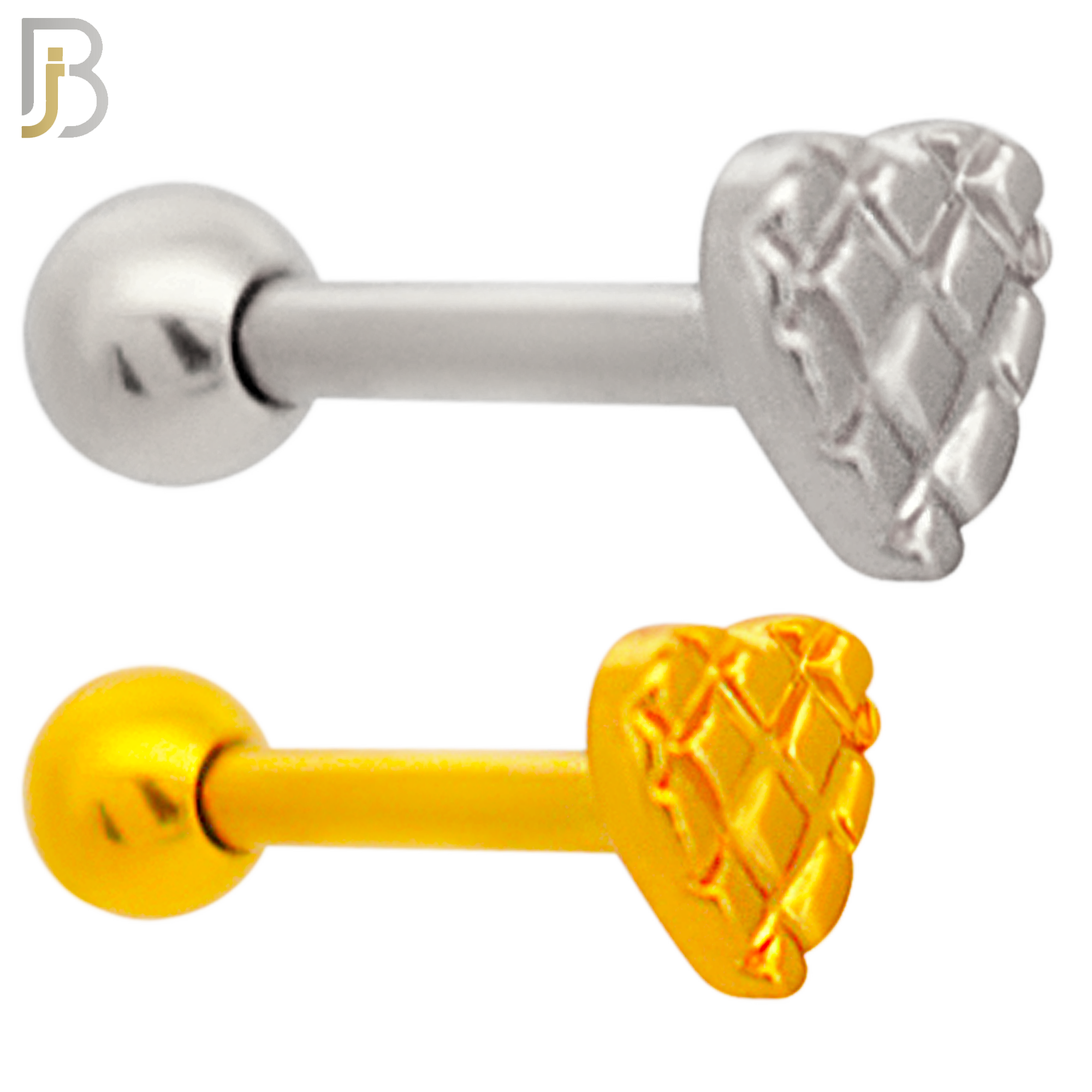 TB64 - 316L Stainless Steel Plain Tiny Waffle Heart Tragus Barbell Cartilage Piercing Screw Ball Externally Threaded (PACK OF 6) image 0