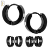 ES116K - 316L Black Plated Stainless Steel Plain Huggies with Single Zircon Clip On image 0