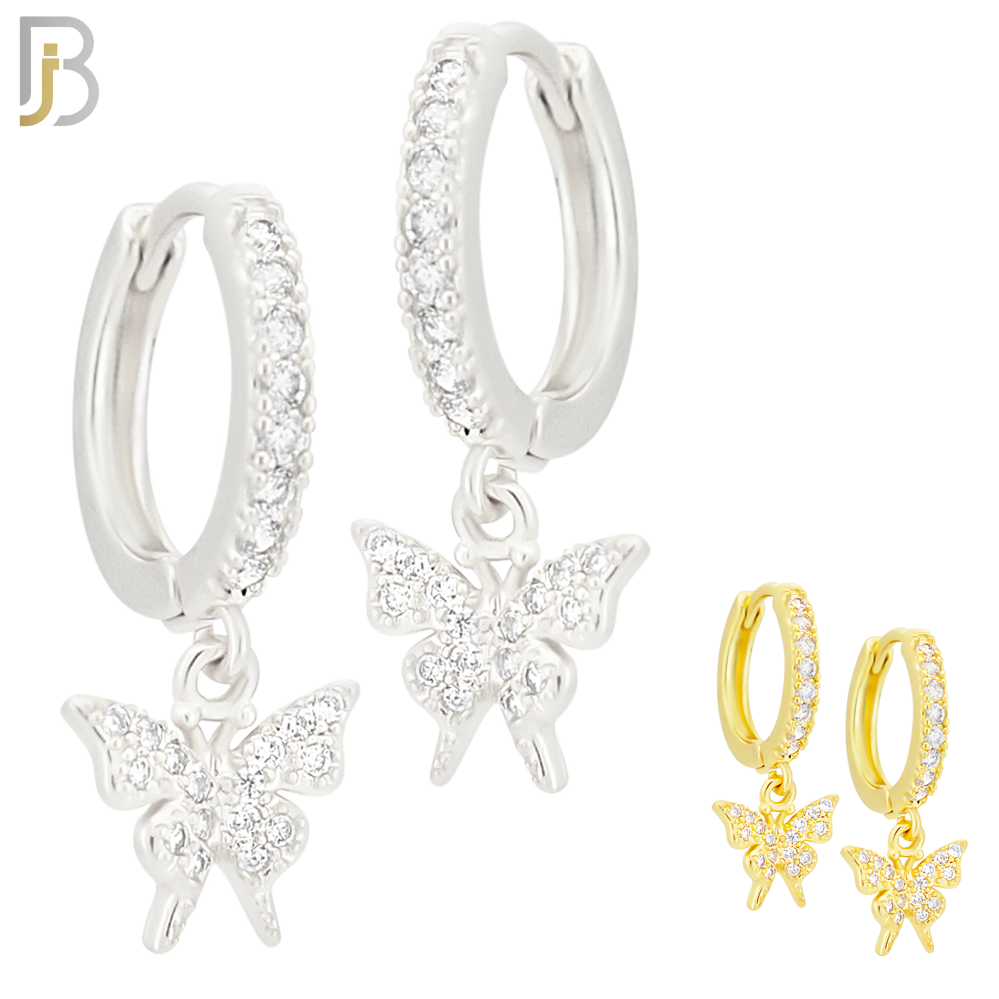 ES169 - 316L Stainless Steel Dangling Butterfly Zircon Design Huggies Clip On image 0