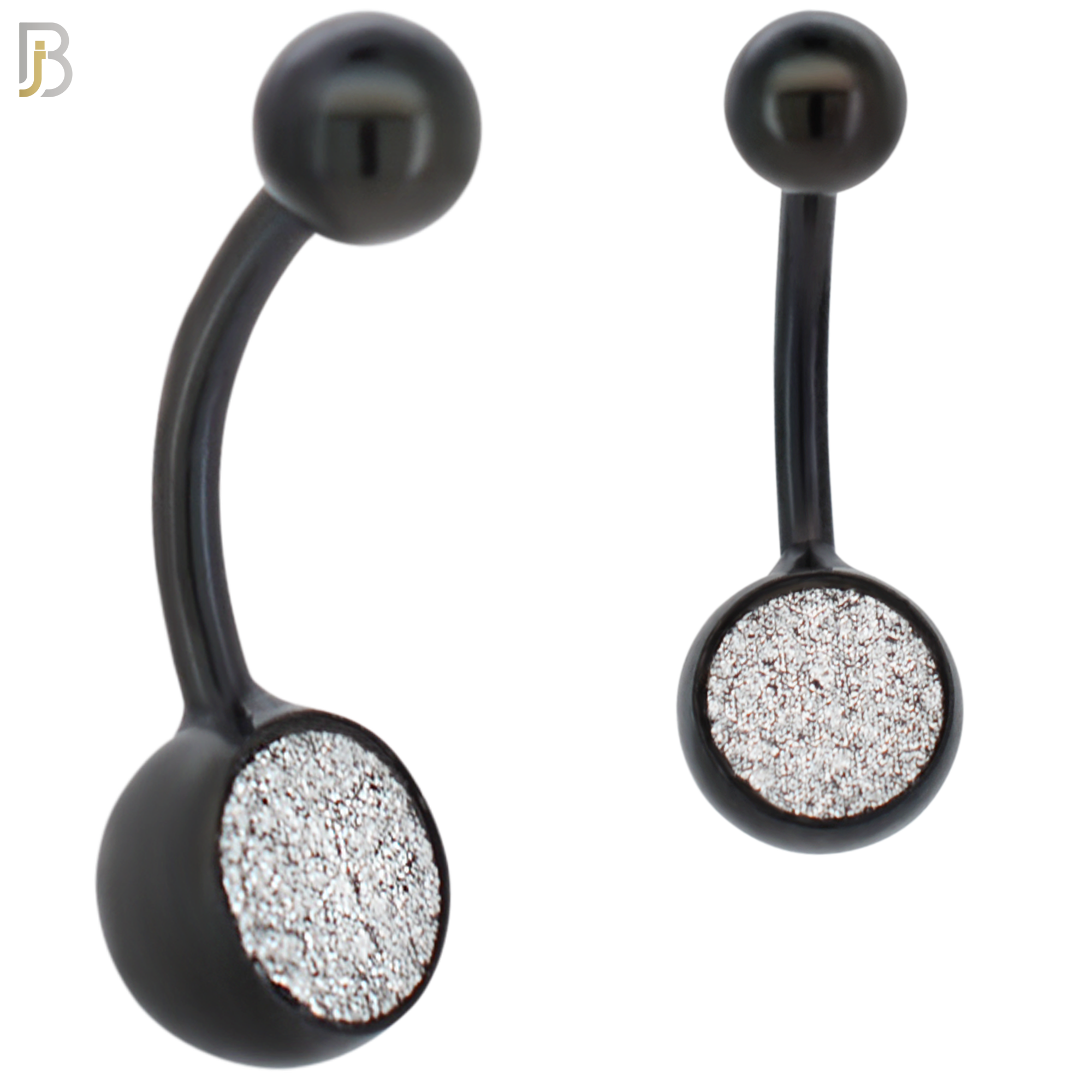 NB02 - 316L Stainless Steel Bezel Sandpaper Plain Banana Belly Navel Ring image 3