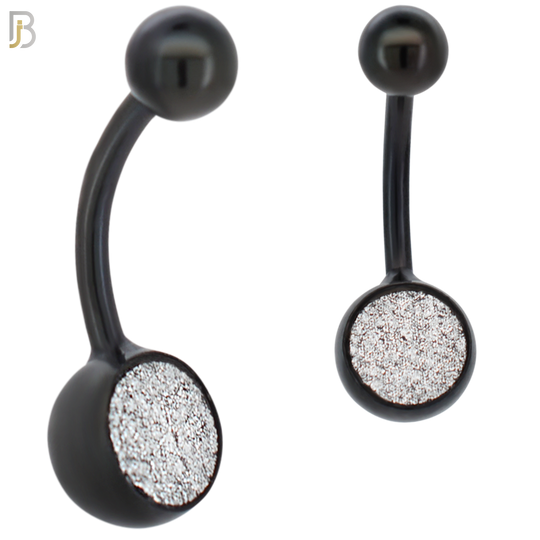 NB02 - 316L Stainless Steel Bezel Sandpaper Plain Banana Belly Navel Ring image 3