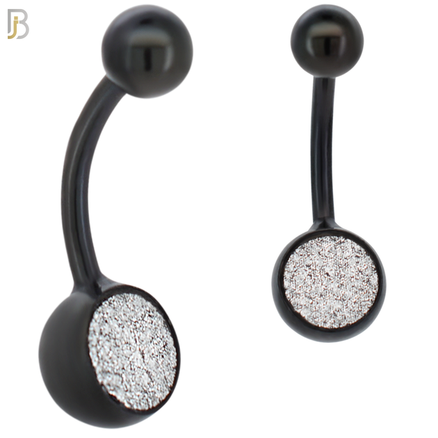 NB02 - 316L Stainless Steel Bezel Sandpaper Plain Banana Belly Navel Ring image 3