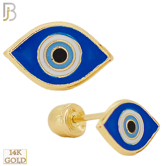 14-ES57 - 14k Yellow Gold  Eyes with Blue Sclera Design Screw Back Stud Earrings image 0
