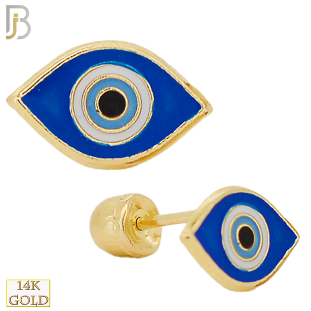 14-ES57 - 14k Yellow Gold  Eyes with Blue Sclera Design Screw Back Stud Earrings image 0