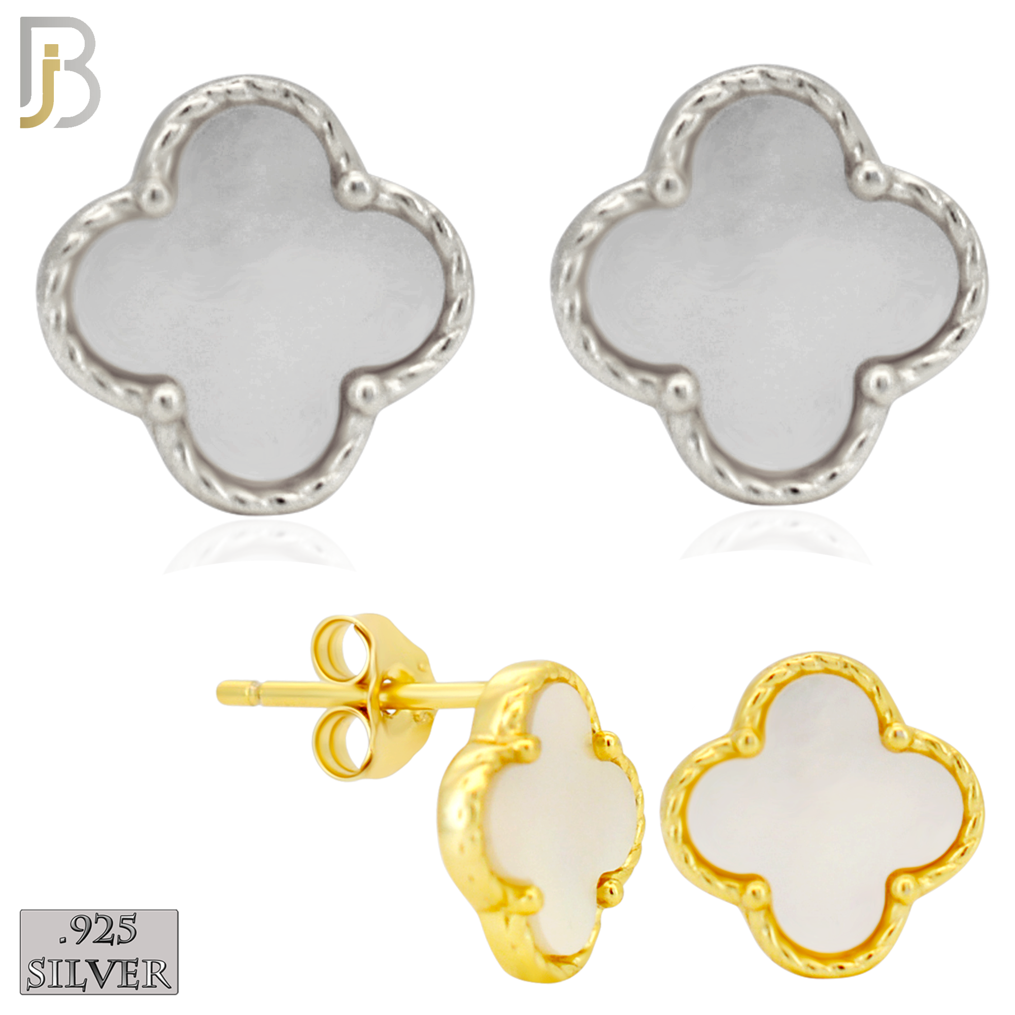 925-ES519 - 925 Sterling Silver Clover Stud Earrings – Enamel Finish image 0