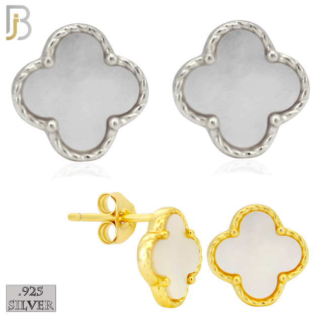 925-ES519 - 925 Sterling Silver Clover Stud Earrings – Enamel Finish image 0