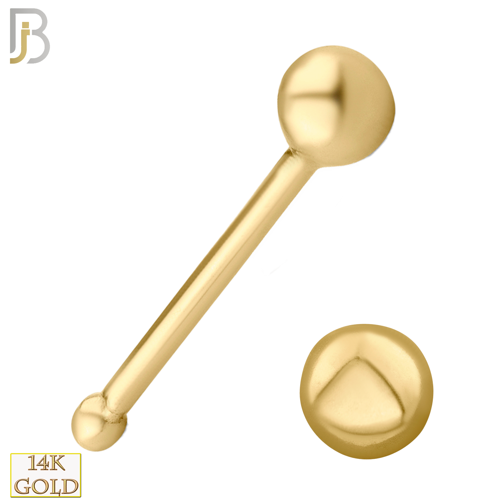 14-NR07BY - 14k Solid Gold 1.5mm Plain Ball Nose Bone image 0