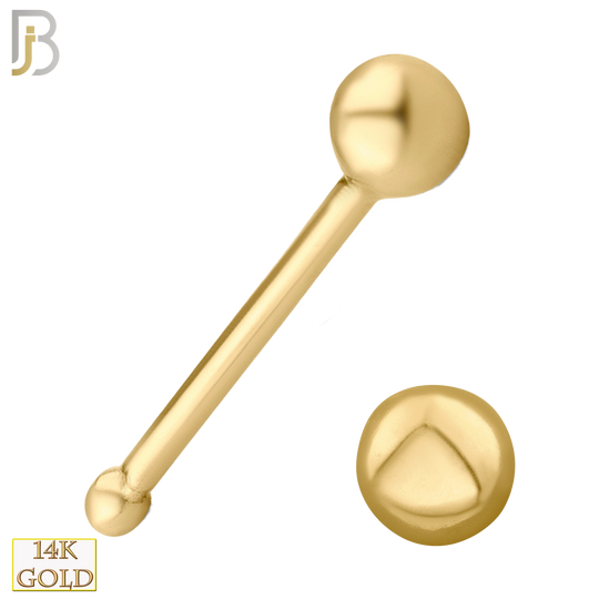14-NR07BY - 14k Solid Gold 1.5mm Plain Ball Nose Bone image 0