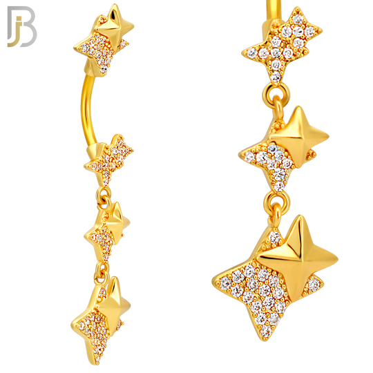 N0149 - 316L Surgical Steel Dangling Double North Star Belly Ring image 4