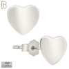 925-ES203 - Push Back - .925 Sterling Silver Plain Heart Design Earring Stud image 1
