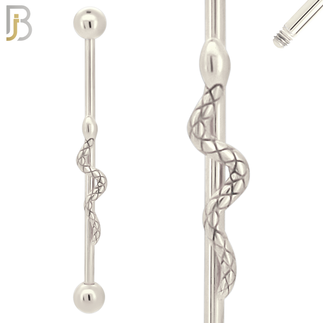 BB73 - 316L Surgical Steel Screw Bar with Snake Design Barbell Industrial (PACK OF 4) image 1