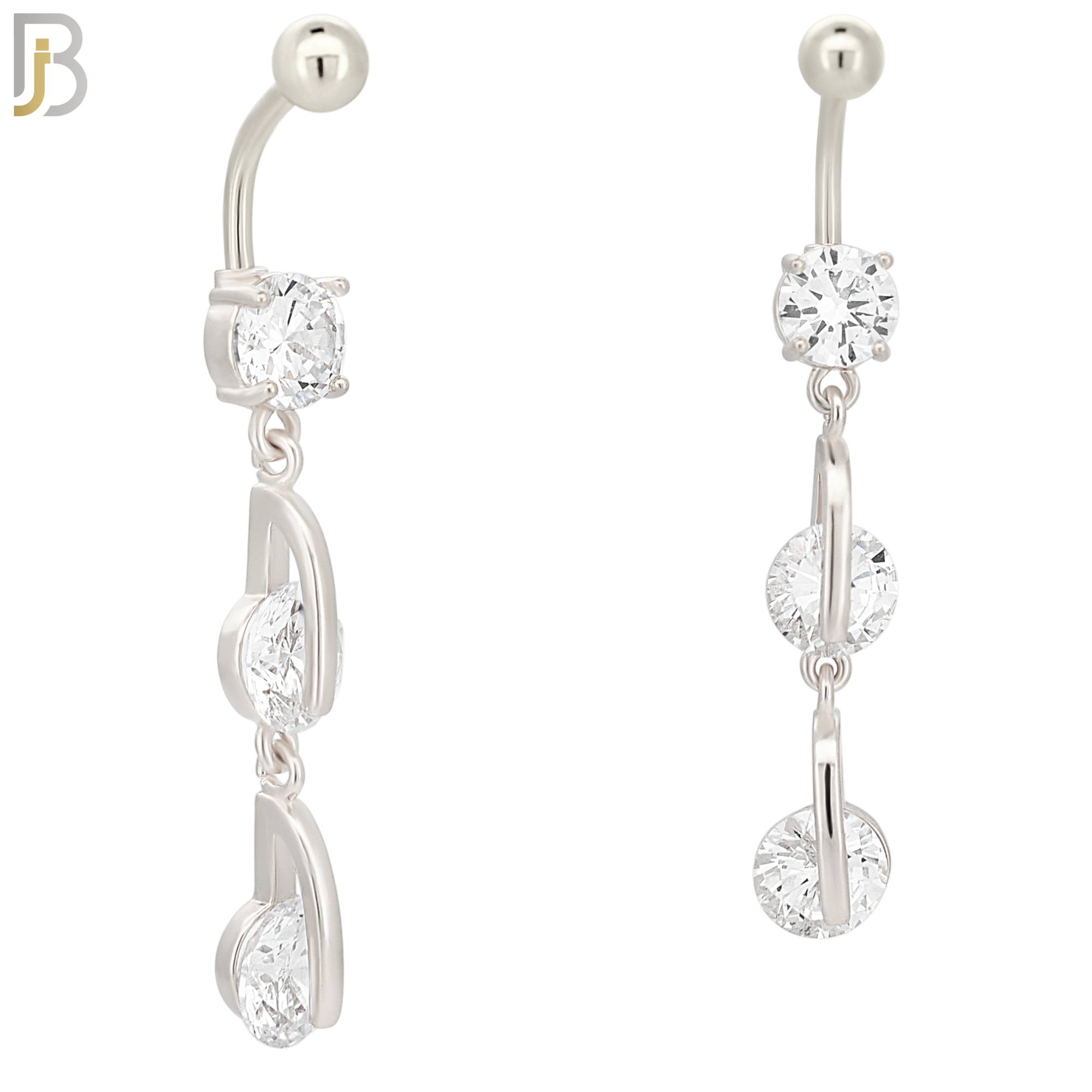 N062 - 316L Stainless Steel Dangling  Round Zircon Design Belly Ring with 5mm Screw Ball Top image 1