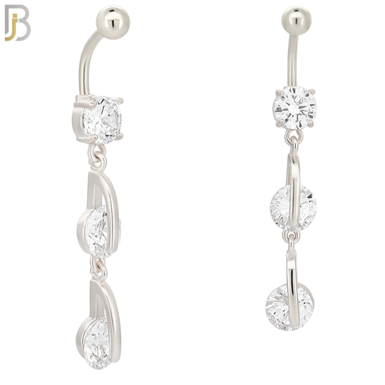 N062 - 316L Stainless Steel Dangling  Round Zircon Design Belly Ring with 5mm Screw Ball Top image 1