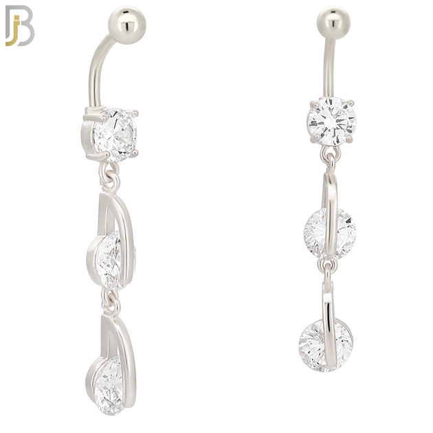 N062 - 316L Stainless Steel Dangling  Round Zircon Design Belly Ring with 5mm Screw Ball Top image 1