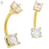 NB04G - 316L Stainless Steel Plated Round Prong Setting Zircon  Banana Belly Navel Ring (PACK OF 6) image 1