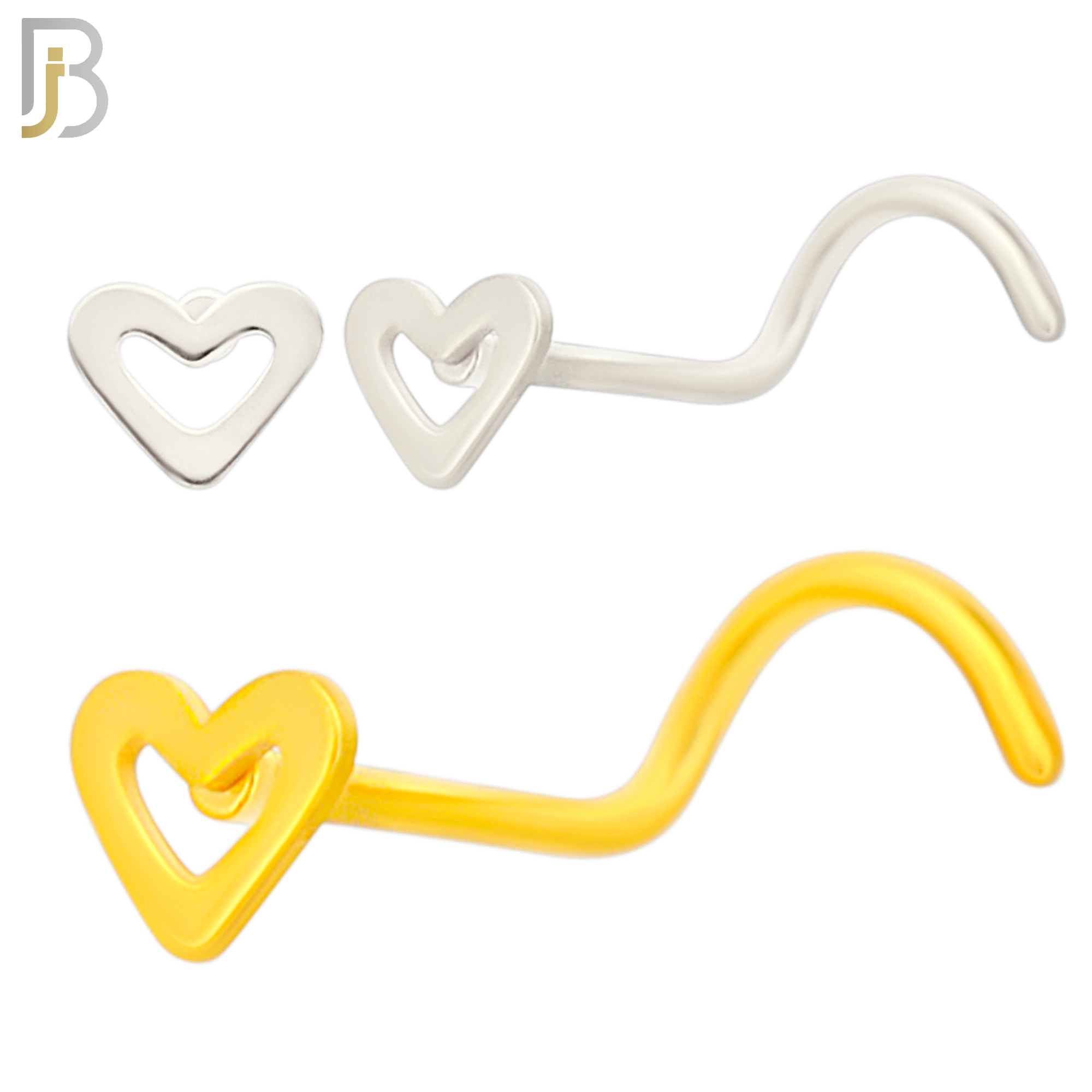 NR37C - 316L Surgical Steel Plain Hollow Heart Design Nose Screw (PACK OF 6) image 0